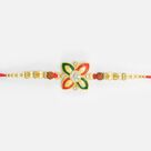 Flower Shape Meena Work Rudraksha and Pearl Rakhi 