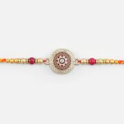 Simple Looking Attractive Design Work of Kundan Meen a Rakhi for Brother