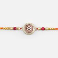 Simple Looking Attractive Design Work of Kundan Meen a Rakhi for Brother