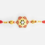 Kundan Diamond Meena Work Leaf Designer Rakhi for Brother