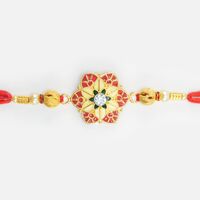 Kundan Diamond Meena Work Leaf Designer Rakhi for Brother