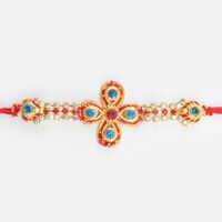 Blue Diamond Design ed Meena Work Bhai Rakhi
