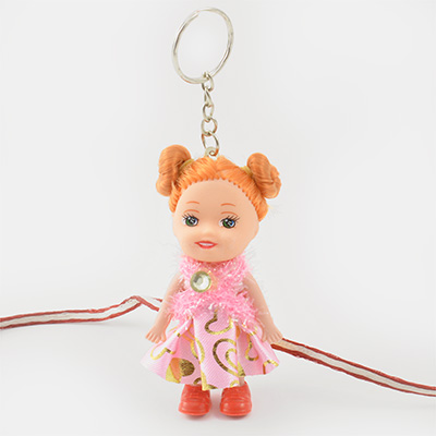 Pink Doll Keychain Rakhi
