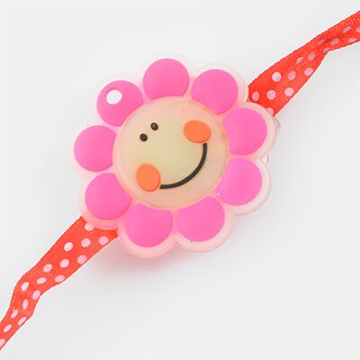 Floral Shape Smiling Emoji Rakhi for Kids