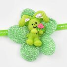 Cute Green Rabbit On Flower Base Rakhi for Kids