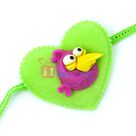 Angry Birds Charanter on Heart Shape Soft Fiber Base Rakhi for Kids