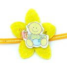 Beautiful Yellow Fiber Flower Base Little Playing Kids Rakhi