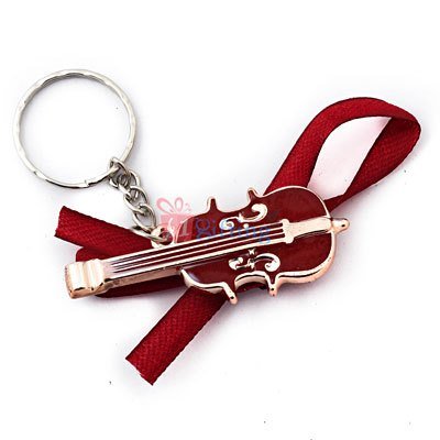 Red golden violin key chain for kids