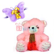 Lovely Pinky Soft Toy with Tie Teddy Bear n Butterfly Kids Rakhi