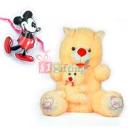 Big Stuffed Teddy Bear n Little Bow n Mickey Kids Rakhi