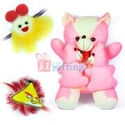 Big Pinkey Teddy Bear with Two Little Bear Kids n 2 Kids Rakhi