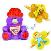 So Sweet Cap Heart Blue Stuffed Teddy Bear n 2 Kids Rakhi