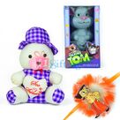 Bow Cap Soft Teddy Bear n Talking Tom Toy with a Kids Rakhi