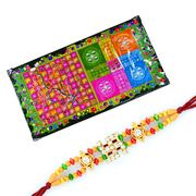 Snake n Ladder with Multi-color Swastik Diamond Rakhi
