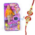 Hip-Hop Model-Doll with Golden Diamond Beads Rakhi 