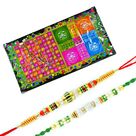 Snake n Ladder Game with 2 Awesome Golden Pearl Diamond Rakhis