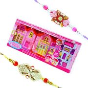 Doll House Playing Toy with 2 Designer Rakhis