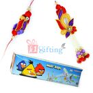 Angry Birds-Air Bus Toy n Handmade Zardosi Rakhis for Bhaiya Bhabhi