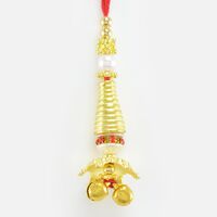 Ear Piece Style Golden and Pearl Lumba Rakhi for Bhabhi
