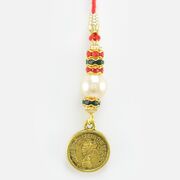 Drop Coin Golden Lumba Rakhi for Bhabhi 