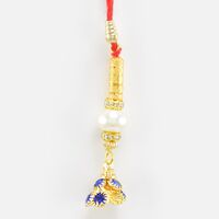 Golden Designer Lumba Rakhi with Pearls and Diamond
