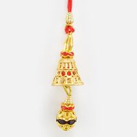 Ear Piece Style Golden and Diamond Lumba Rakhi for Bhabhi