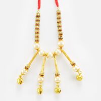 Necklace Shape Lumba Rakhi with Diamonds and Pearl