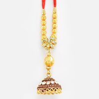 Magnificent Kundan Meena Work Lumba Rakhi