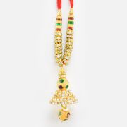 Ear Piece Style Golden and Meena Work Lumba Rakhi for Bhabhi