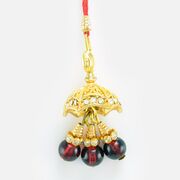 Maroon Ruby Golden Diamond Design Lumba Rakhi for Bhabhi