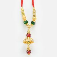 Multi-Color Beads with Golden Diamond Design Lumba Rakhi