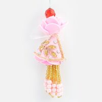 Attractive Looking Pink Flower Design ed Zardosi Work Lumba Rakhi