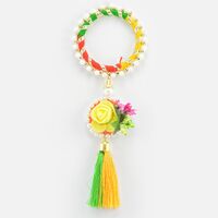 Colorful Circular Shape Kada Type Yellow Flower Lumba Rakhi for Bhabhi