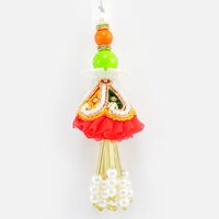 Simple and Amazing Looking White Small on Red Lumba Rakhi for Bhabhi