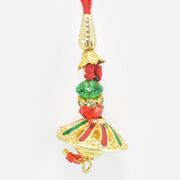 Golden Bead Below the Meena Work Golden Lumba Rakhi