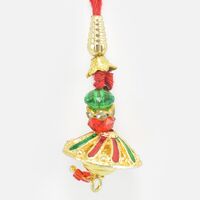 Golden Bead Below the Meena Work Golden Lumba Rakhi