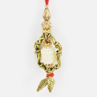 Unique Design Mettalic and Beaded Lumba Rakhi with Hanging Leafs