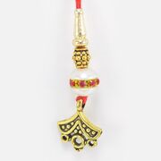 Bead Surround with Jewel Stunning Looking Lumba Rakhi for Bhabhi