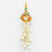 Stunning Looking Dropping White Beads Designer Lumba Rakhi