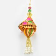 Big Colored Bead With Zardosi Work Base Designer Awesome Lumba Rakhi
