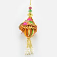 Big Colored Bead With Zardosi Work Base Designer Awesome Lumba Rakhi