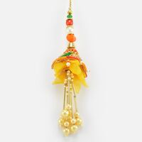 Hanging Liner Pearl Yellow and Orange Color Marvelous Lumba Rakhi