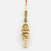 Stunning Looking Golden Color Meena Work Beaded Attractive Lumba Rakhi