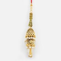 Stunning Looking Golden Color Meena Work Beaded Attractive Lumba Rakhi