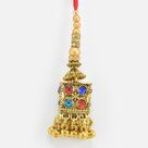 Colorful Diamond Studded Square Shape Metallic Lumba Rakhi for Bhabhi
