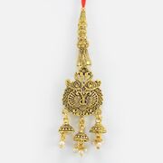 Nice Looking Two Mayur On Top of Golden Metallic Lumba Elegant Rakhi