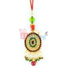 Oval Shape Golden Based 4 Orbit Double Color Diamond Lumba Rakhi