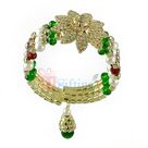 Beautiful Diamond Flower Pearl Beads Lumba Rakhi for Bhabhi