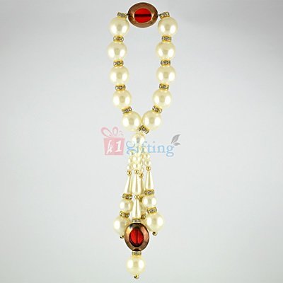 Precious Pearl with Jewel Golden Ring Bracelet Lumba Rakhi