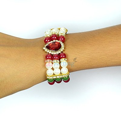 Superb Pearl Diamond Bracelet Rakhi for Bhabhi or Ladies